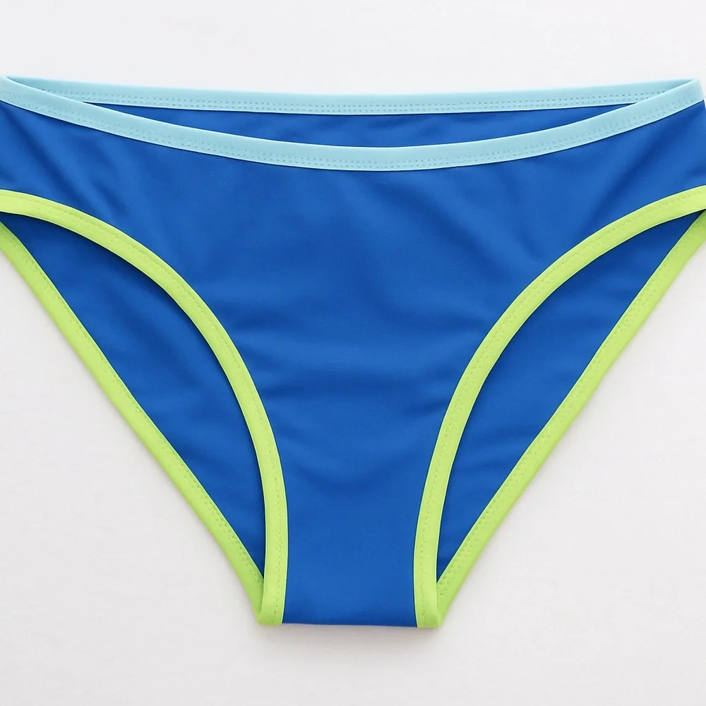 NWT Aerie Bikini Bottoms XS | Blue + Lime Trim | $24.95 MSRP - Picture 2 of 5